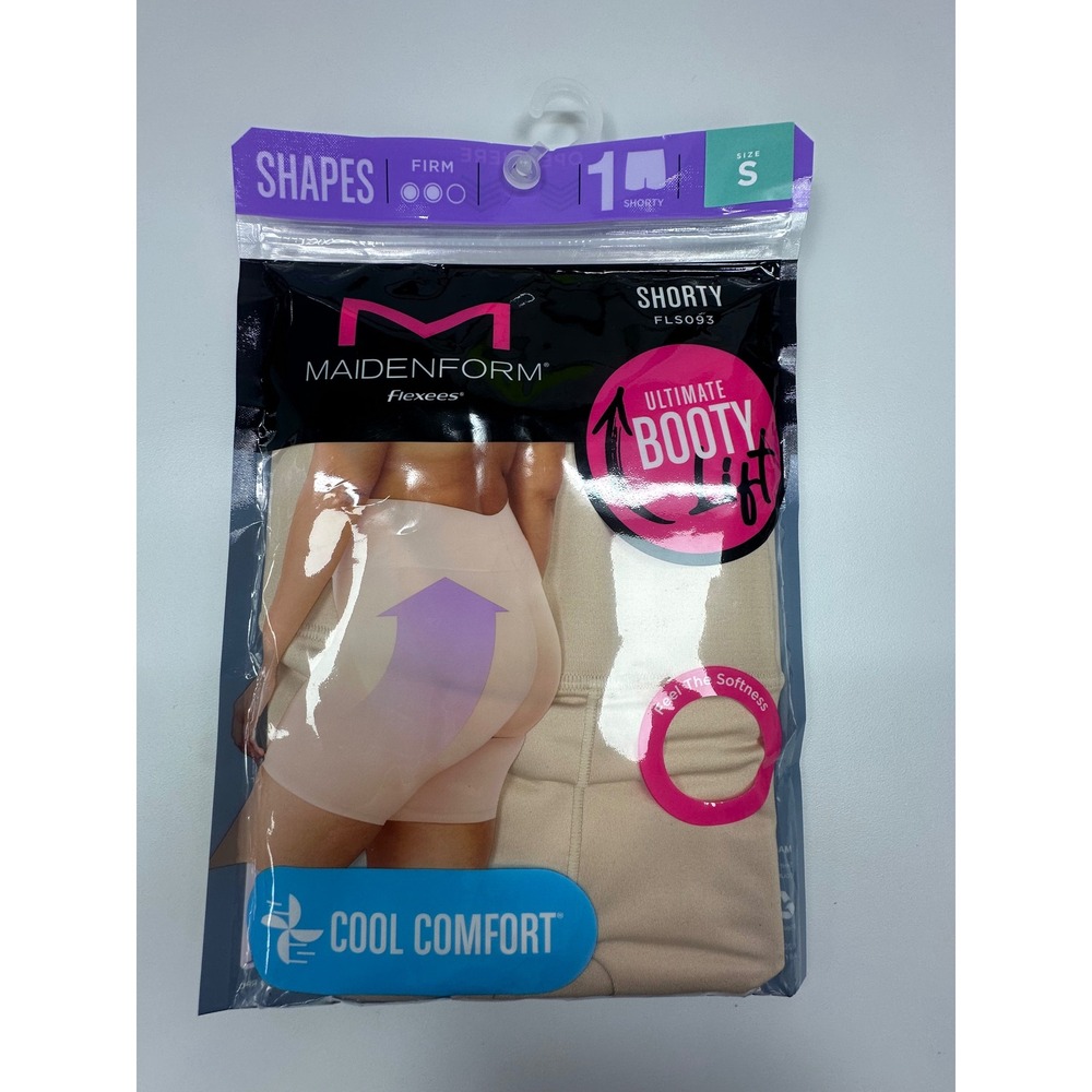Maidenform Flexees Shapes Ultimate Booty Lift Shorty Beige FLS093 Small NEW